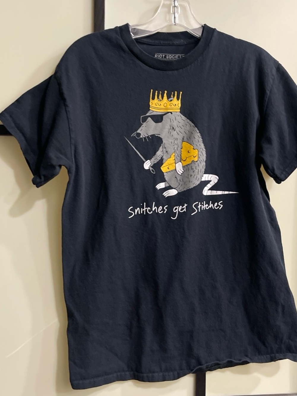 Riot Society 'Snitches Get Stitches' Graphic Tee - Black with Yellow Accents